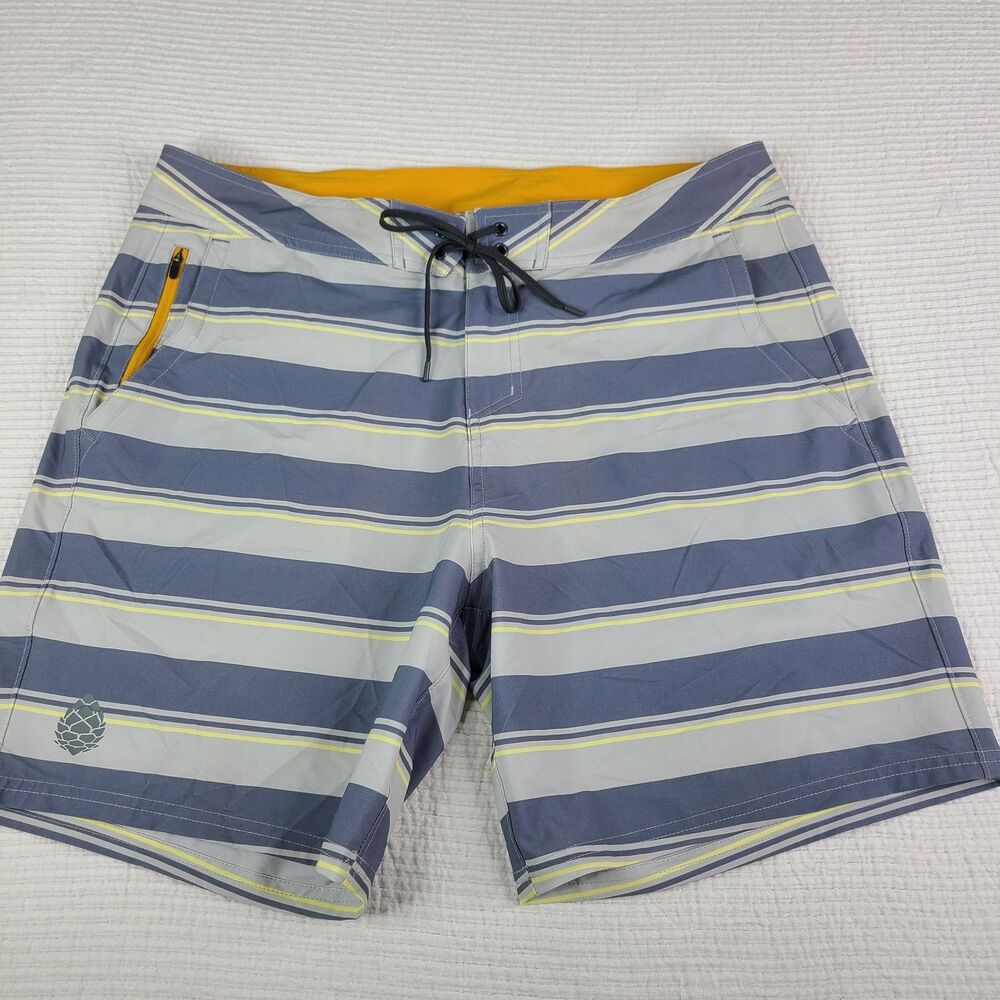 STIO Mens CFS Board Shorts Size 36 x 7" Swim Trunks Striped UPF 50